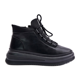 Calçados esportivos de couro leve na plataforma Artiker 55C1041 preto 4