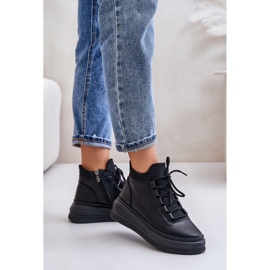 Calçados esportivos de couro leve na plataforma Artiker 55C1041 preto 2