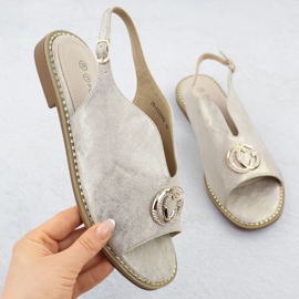 Sandálias femininas construídas com um ornamento de Golden 43329 Potocki dourado 1