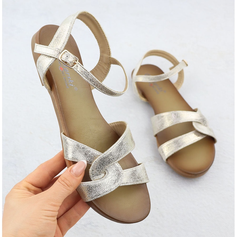 S.Barski Sandálias femininas Złote S. Barski KV51-022 dourado 1