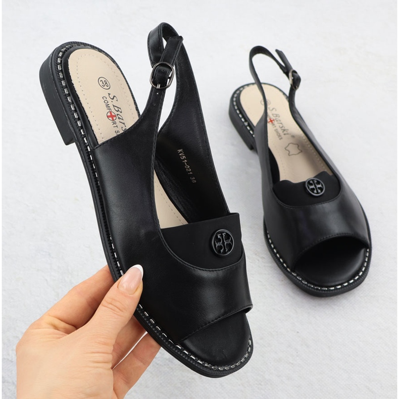 S.Barski Sandálias femininas Czarne S. Barski KV51-021 preto 1