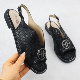 S.Barski Sandálias de couro feminino Czarne S. Barski KV51-094 preto 1