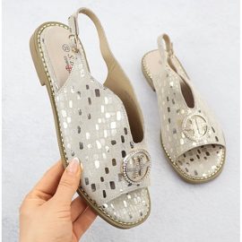 S.Barski Sandálias de couro feminino Złote S. Barski KV51-094 dourado 1