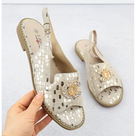 S.Barski Sandálias de couro feminino Złote S. Barski KV51-096 dourado 1