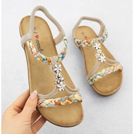 Sandálias femininas escorregaram Beige Evento 8309 bege 1