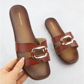 Chinelos femininos com decoração marrom sergio leone sk077h castanho 1