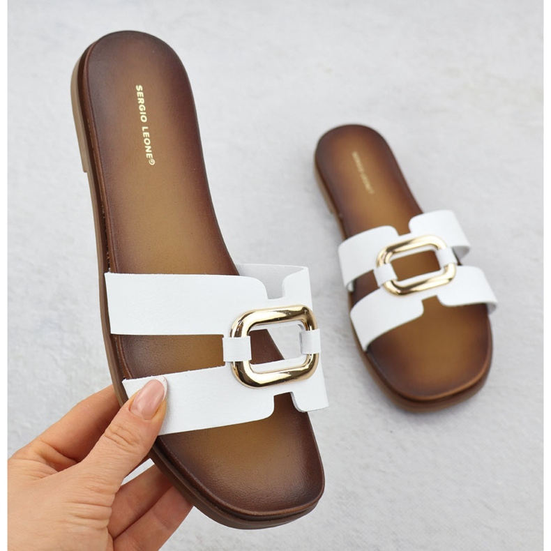 Sergio Leone Chinelos femininos com sergio branco leone sk077h 1