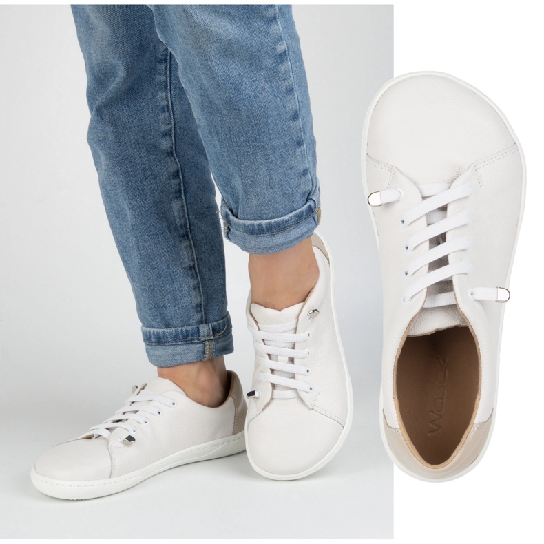 WASAK Sapatos descalços femininos couro minimalista 0771w branco 1