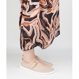 Barefoot Women's Ballerinas Olivier 1770pol Sapatos de couro com fivela bege 2