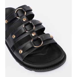 Seastar Flipers de mulheres negras decoradas com três listras com strass preto 1