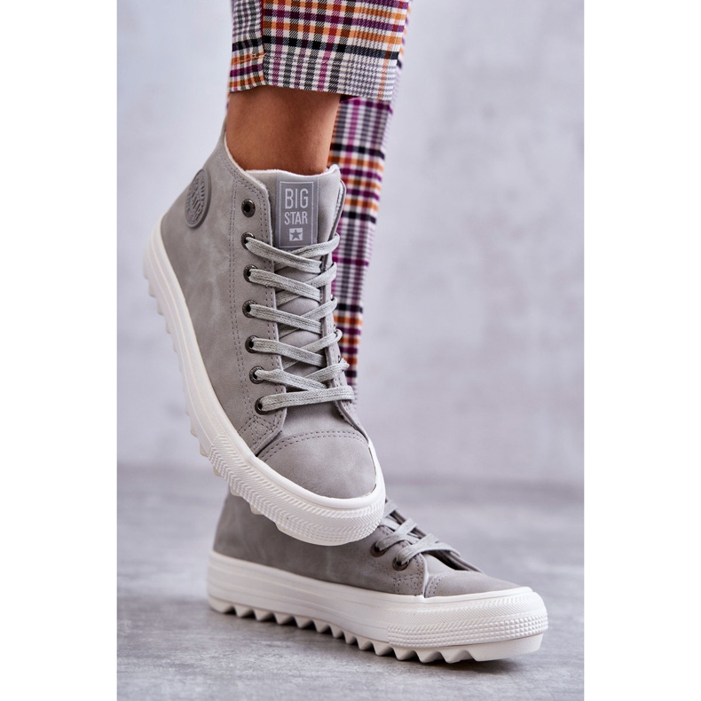 Big Star Grande estrela feminina Sneakers High Isoled Grey EE274114 cinza 2