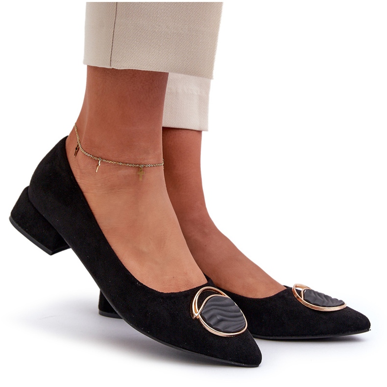 Bombas femininas de salto baixo feminino com eco-eco-s.barski kv27-037 preto 5