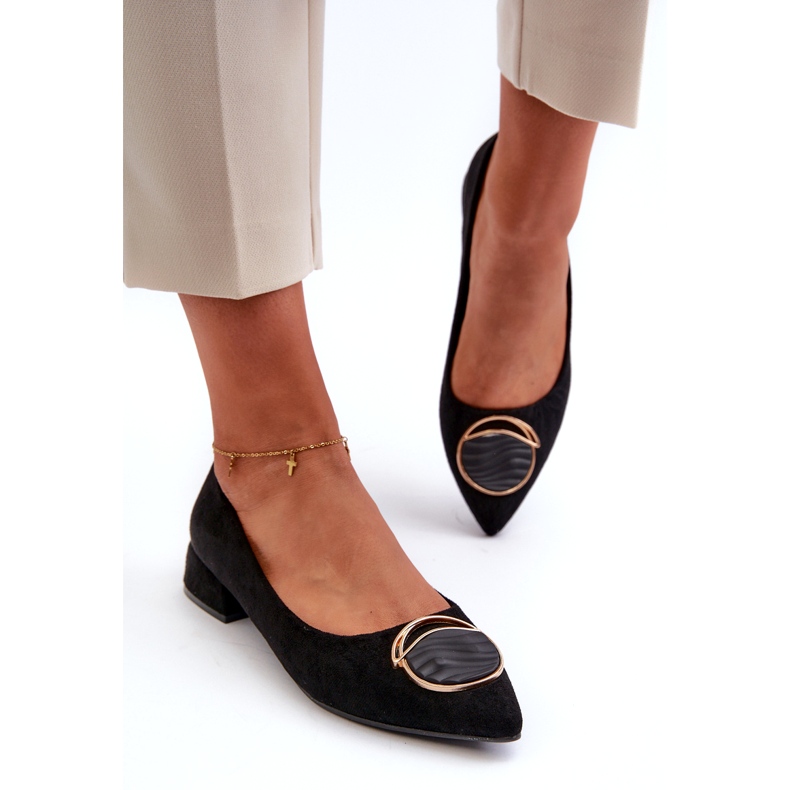 Bombas femininas de salto baixo feminino com eco-eco-s.barski kv27-037 preto 2