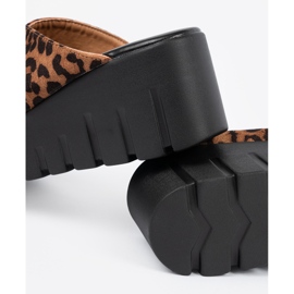 Seastar Camurça feminina chinelos com cunha de leopardo marrom 1