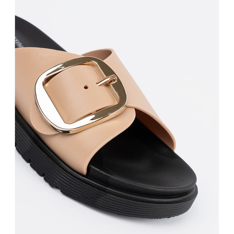 Seastar Flipes femininos bege com uma fivela dourada 1