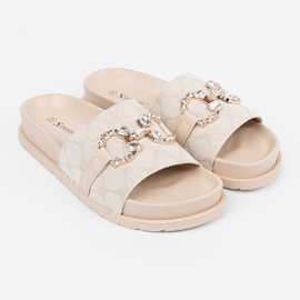 Seastar Flip -flops bege leves com decoração 1