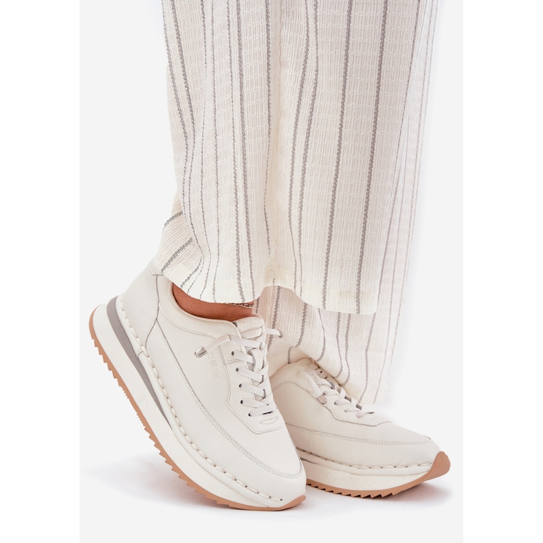 Big Star Tênis de couro feminino na grande estrela rr274a333 plataforma branca branco 1