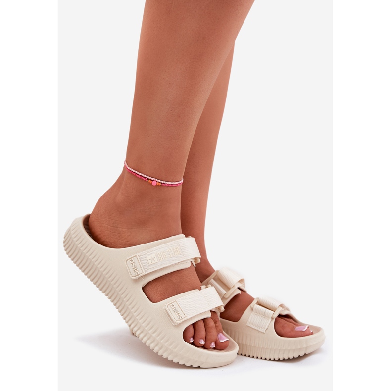 Big Star Flippers de espuma feminina com grande estrela RR274A529 Velcro bege 1