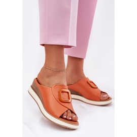 Flip de couro feminino Artiker 56C2149 Orange laranja 2