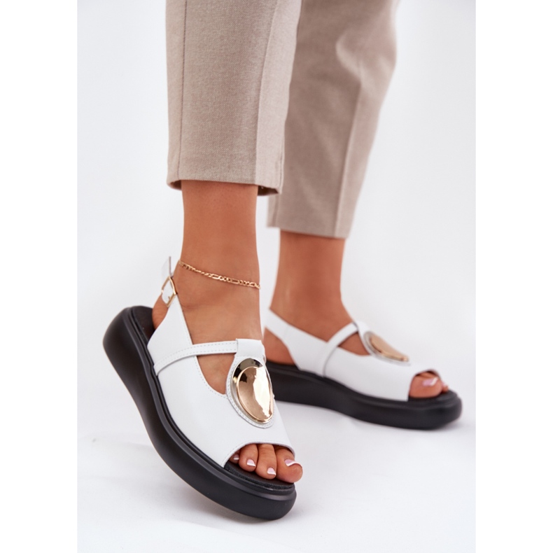 S.Barski Sandálias femininas elegantes de couro S. Barski Gr51-603 White branco 2