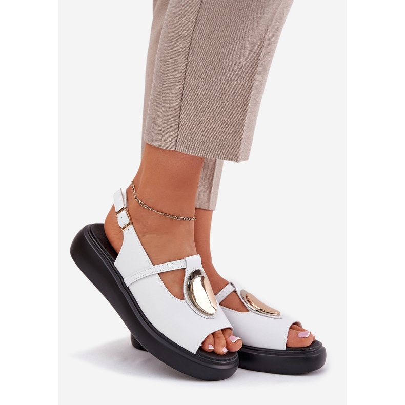 S.Barski Sandálias femininas elegantes de couro S. Barski Gr51-603 White branco 1