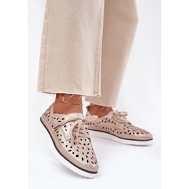 S.Barski Sapatos de couro feminino S. Barski LR51-611 Złote dourado 2