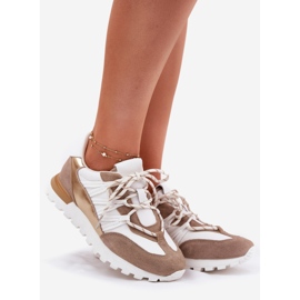 Sapatos de couro feminino Artiker 56C1738 bege-Gold 1