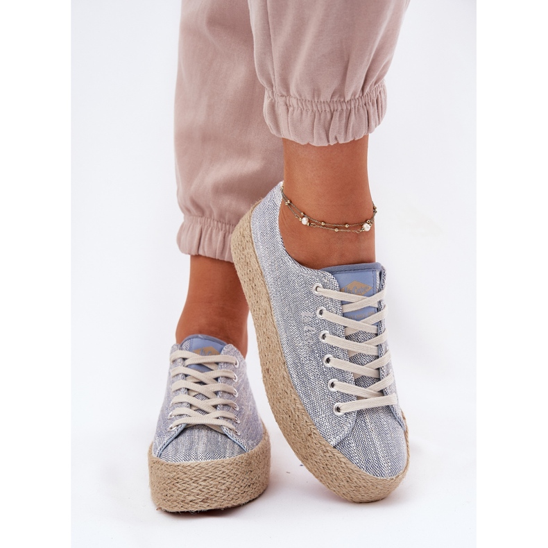 Tênis femininos na plataforma com Lee Cooper LCW-25-02-3283 Blue Braid azul 1