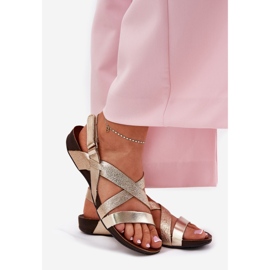 Sandálias de couro liso zazoo 40032 de ouro feminino dourado 1