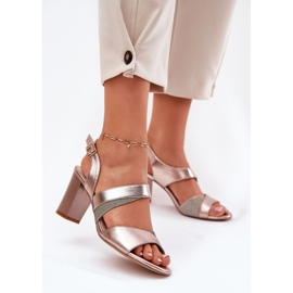 Sandálias femininas no Pilar Pink Sk866 Sergio Leone SK866 dourado 2