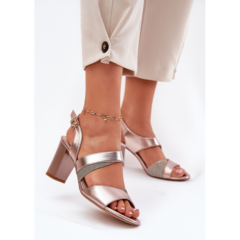 Sandálias femininas no Pilar Pink Sk866 Sergio Leone SK866 dourado 2