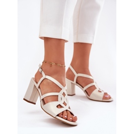 Sandálias de grama alta feminina Sergio Leone Sk884 Pearl bege 2