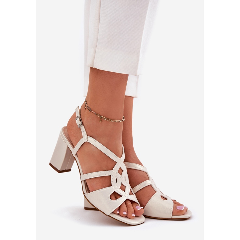 Sandálias de grama alta feminina Sergio Leone Sk884 Pearl bege 1