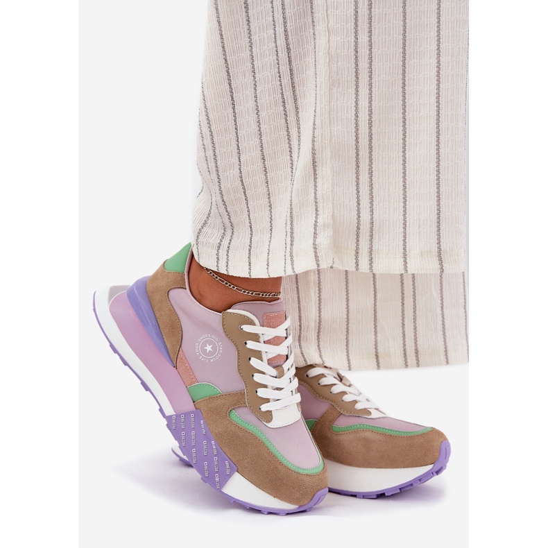 Big Star Tênis de camurça feminina na grande estrela RR274815 Plataforma de sistema rosa-poloneco Hi-Polish 1