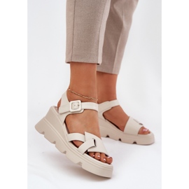 ARTIKER Sandálias de couro feminino para arte antiga 54c1624 bege 2