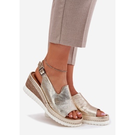 ARTIKER Sandálias de couro feminino para um artador de cunha 56C0920 Gold dourado 1