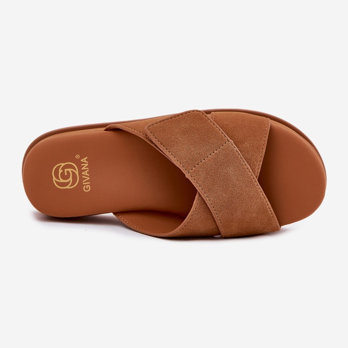 Flips femininos na plataforma com listras entrelaçadas de camelo marrom 2