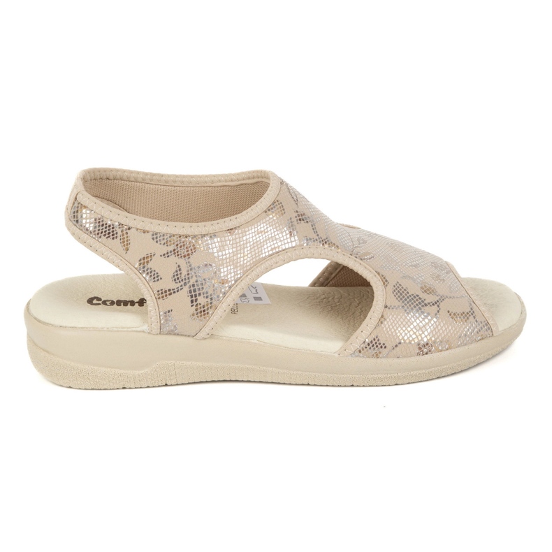 Vriston Sapatos femininos sandálias flexíveis COMFOOT EMMA BEIGE BRILHING sem 2