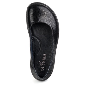 Olivier Sapatos de couro minimalista das mulheres descalças escorregavam 1771pol olhos negros preto 2