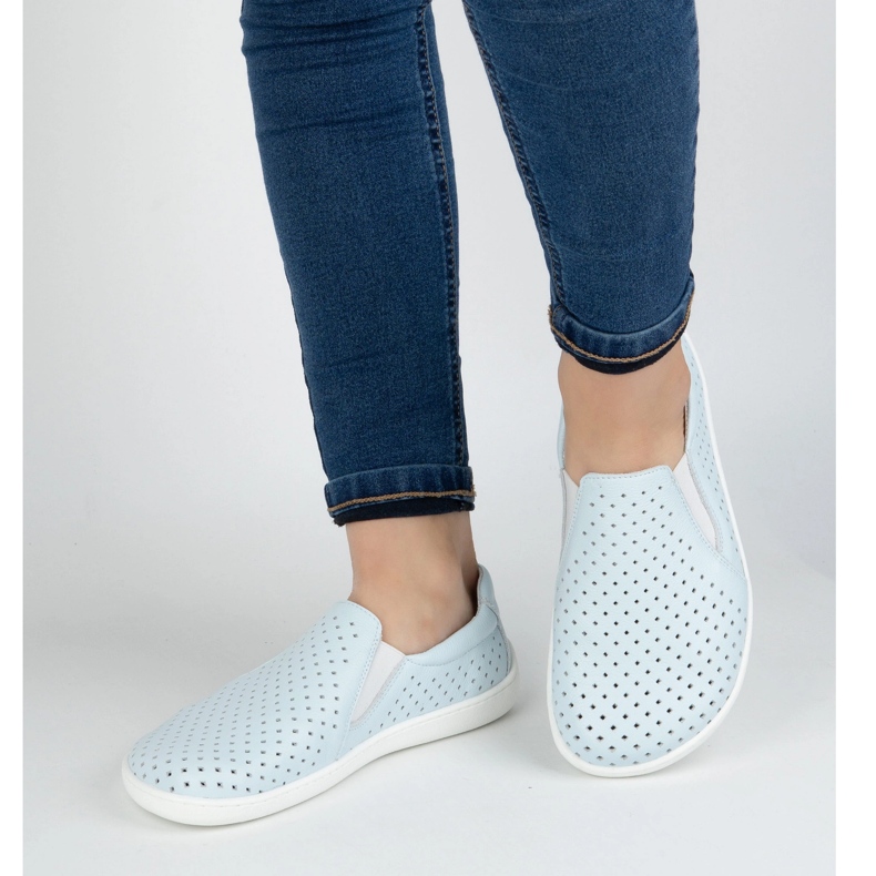 Olivier Sapatos de couro feminino descalço azul 2