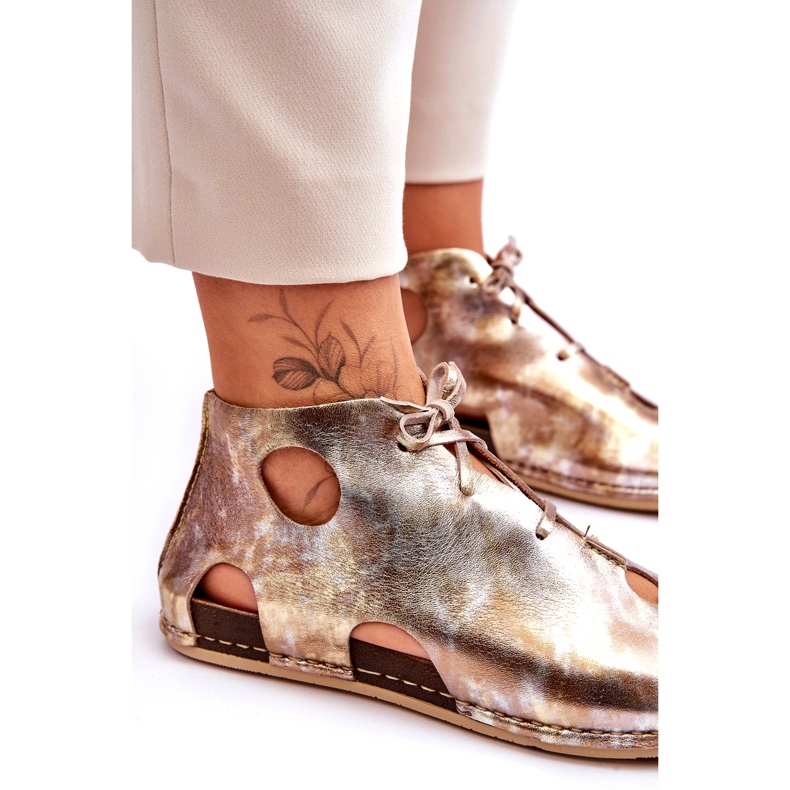 Botas Maciejka de couro claro 03426-42 ouro dourado 3