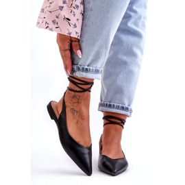 Sandálias pretas de bailarinas amarradas femininas preto 5