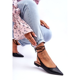 Sandálias pretas de bailarinas amarradas femininas preto 4