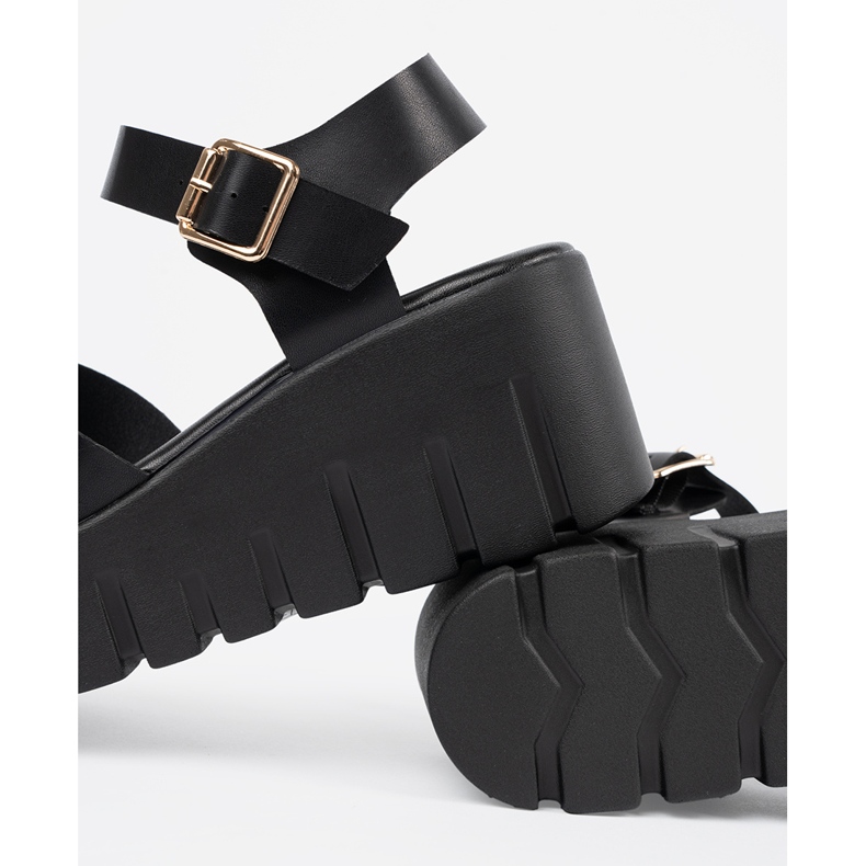 Seastar Sandálias pretas femininas em uma plataforma alta preto 1