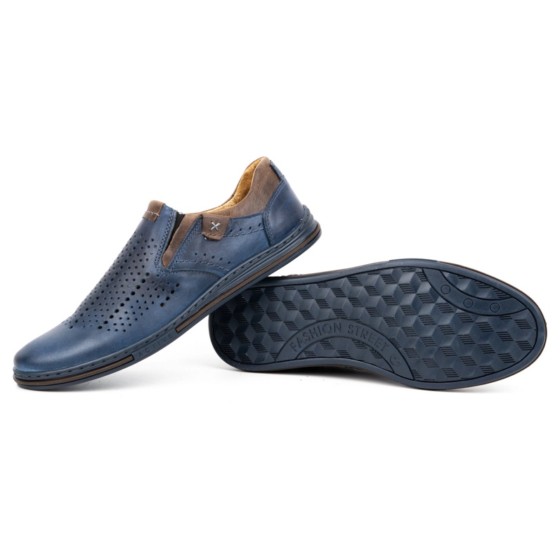 Polbut Sapatos de verão de homem em pele 401L azul marinho com castanho 2 Polbut Sapatos de verão de homem em pele 401L azul marinho com castanho 2