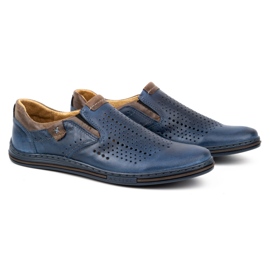 Polbut Sapatos de verão de homem em pele 401L azul marinho com castanho 3 Polbut Sapatos de verão de homem em pele 401L azul marinho com castanho 3