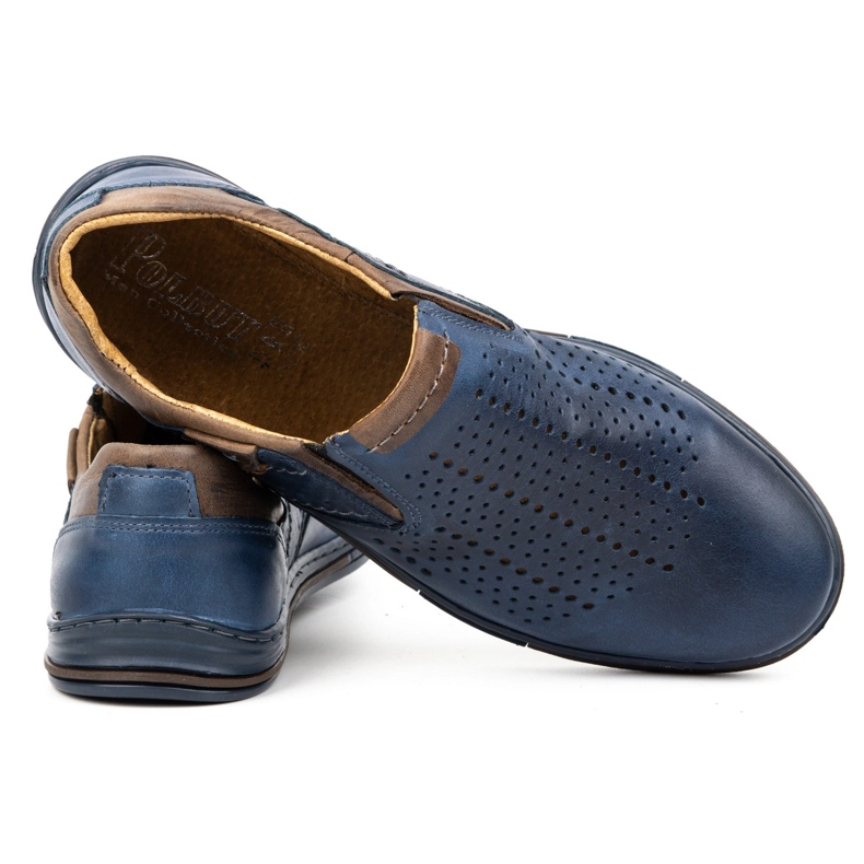 Polbut Sapatos de verão de homem em pele 401L azul marinho com castanho 4 Polbut Sapatos de verão de homem em pele 401L azul marinho com castanho 4