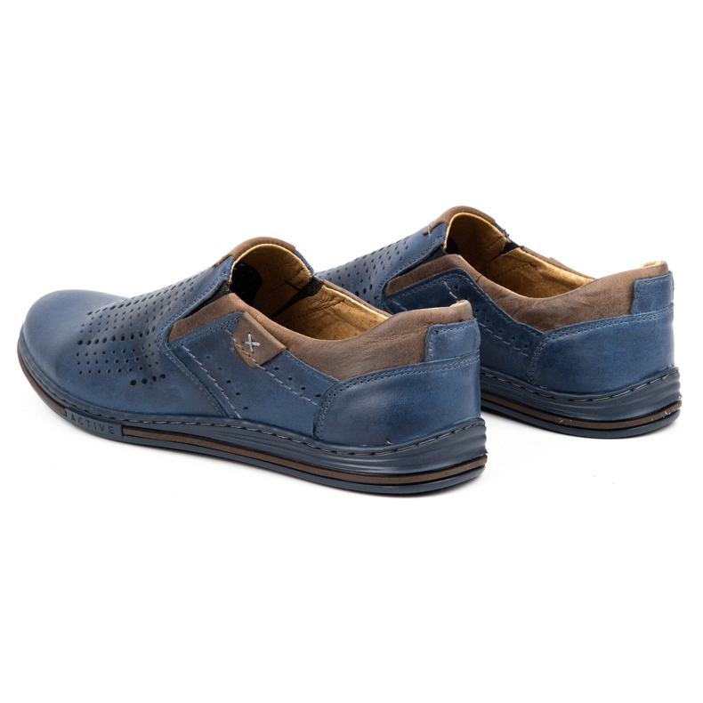 Polbut Sapatos de verão de homem em pele 401L azul marinho com castanho 5 Polbut Sapatos de verão de homem em pele 401L azul marinho com castanho 5