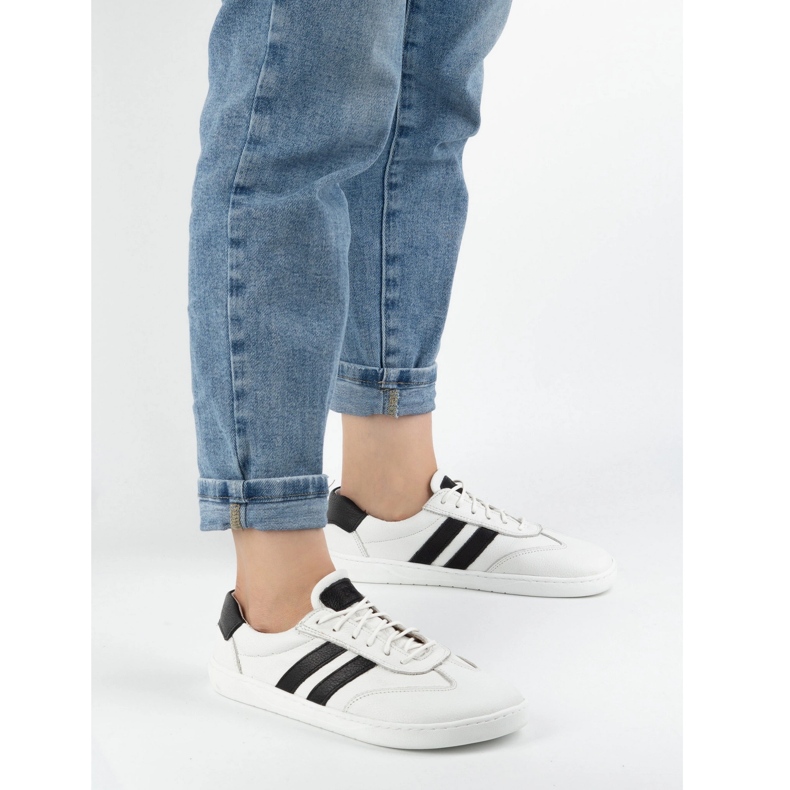 Sapatos de couro feminino Joker Blackorwhite White - tênis minimalistas Olivier branco 1