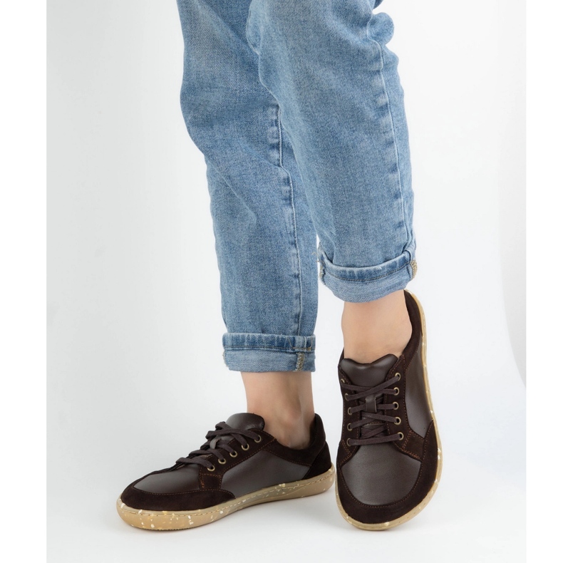 Sapatos femininos descalços de couro marrom 0772w Wasak - calçados naturais minimalistas castanho 1